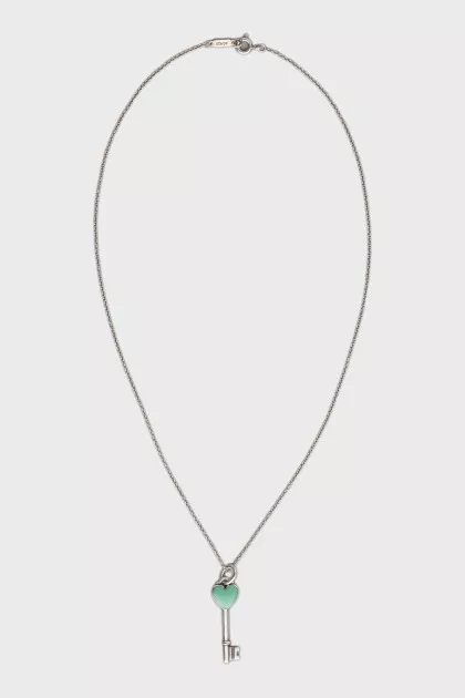 Silver key pendant with enamel