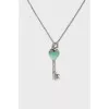 Silver key pendant with enamel