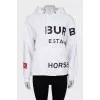 White hoodie with signature print