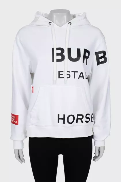 White hoodie with signature print