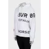 White hoodie with signature print