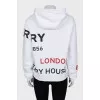 White hoodie with signature print