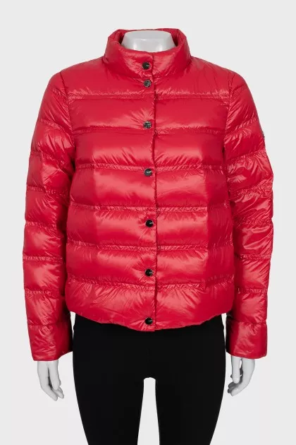 Red quilted jacket