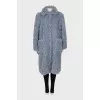 Blue eco-fur coat with buttons