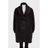 Brown wool fur coat