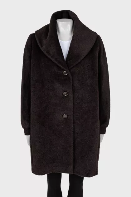 Brown wool fur coat