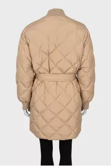 Double-sided down jacket with printed belt