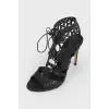 Perforated stiletto sandals