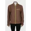 Brown bomber jacket with contrasting zipper