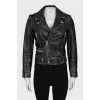 Leather jacket with distressed effect