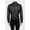 Leather jacket with distressed effect