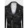 Leather jacket with distressed effect