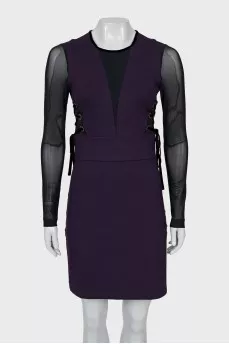 Purple dress with mesh sleeves