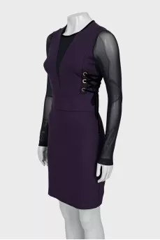 Purple dress with mesh sleeves