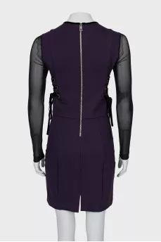 Purple dress with mesh sleeves