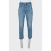 Cropped straight leg jeans with buttons