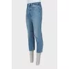 Cropped straight leg jeans with buttons