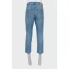 Cropped straight leg jeans with buttons