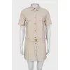 Beige dress with belt