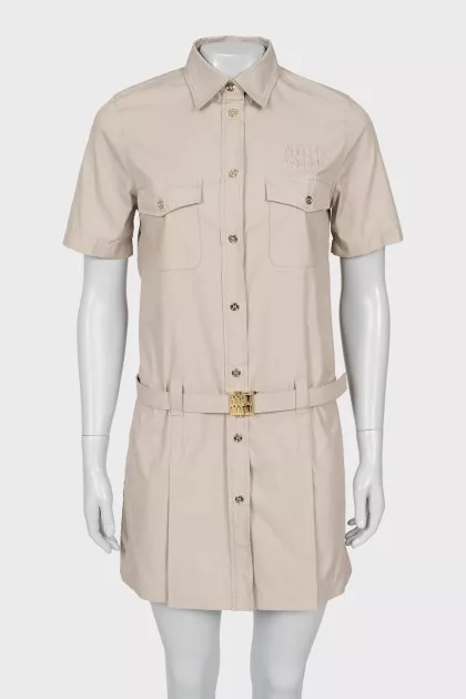 Beige dress with belt