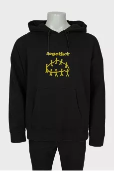 Men's black hoodie with print