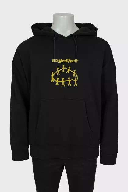 Men's black hoodie with print