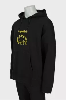 Men's black hoodie with print