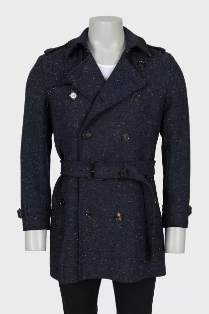 Men's coat with buttons and hook