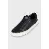 Leather sneakers with signature print