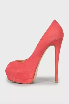 Suede open toe heeled shoes