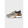 Textile and suede sneakers in houndstooth