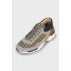 Textile and suede sneakers in houndstooth
