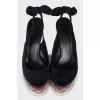 Suede wedge sandals with print