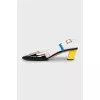 Slanted heel combination slingbacks