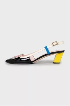 Slanted heel combination slingbacks