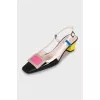 Slanted heel combination slingbacks