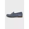 Blue suede loafers