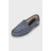 Blue suede loafers