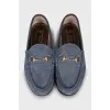 Blue suede loafers