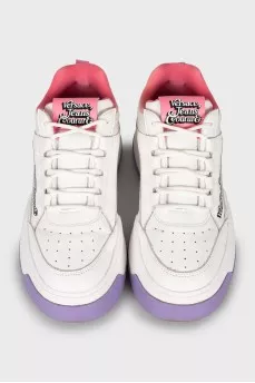 Leather sneakers with high soles