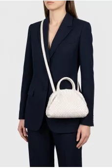 White leather bag with weave