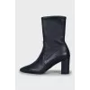 Blue leather ankle boots