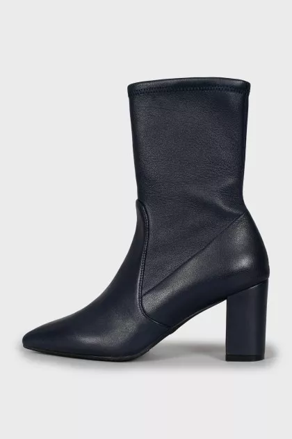 Blue leather ankle boots