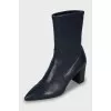 Blue leather ankle boots