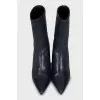 Blue leather ankle boots