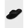 Men's black leather slippers