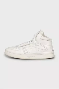 White leather sneakers with perforation