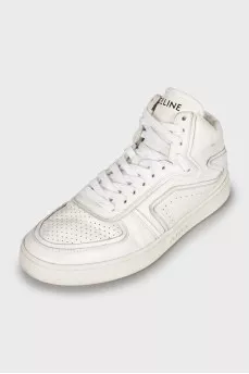 White leather sneakers with perforation
