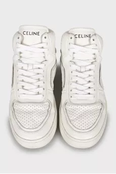 White leather sneakers with perforation