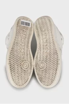 White leather sneakers with perforation